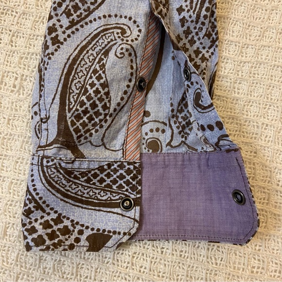 Tommy Bahama Jeans floral paisley w/ 2 button flap pockets sz L blue brown - Picture 10 of 13